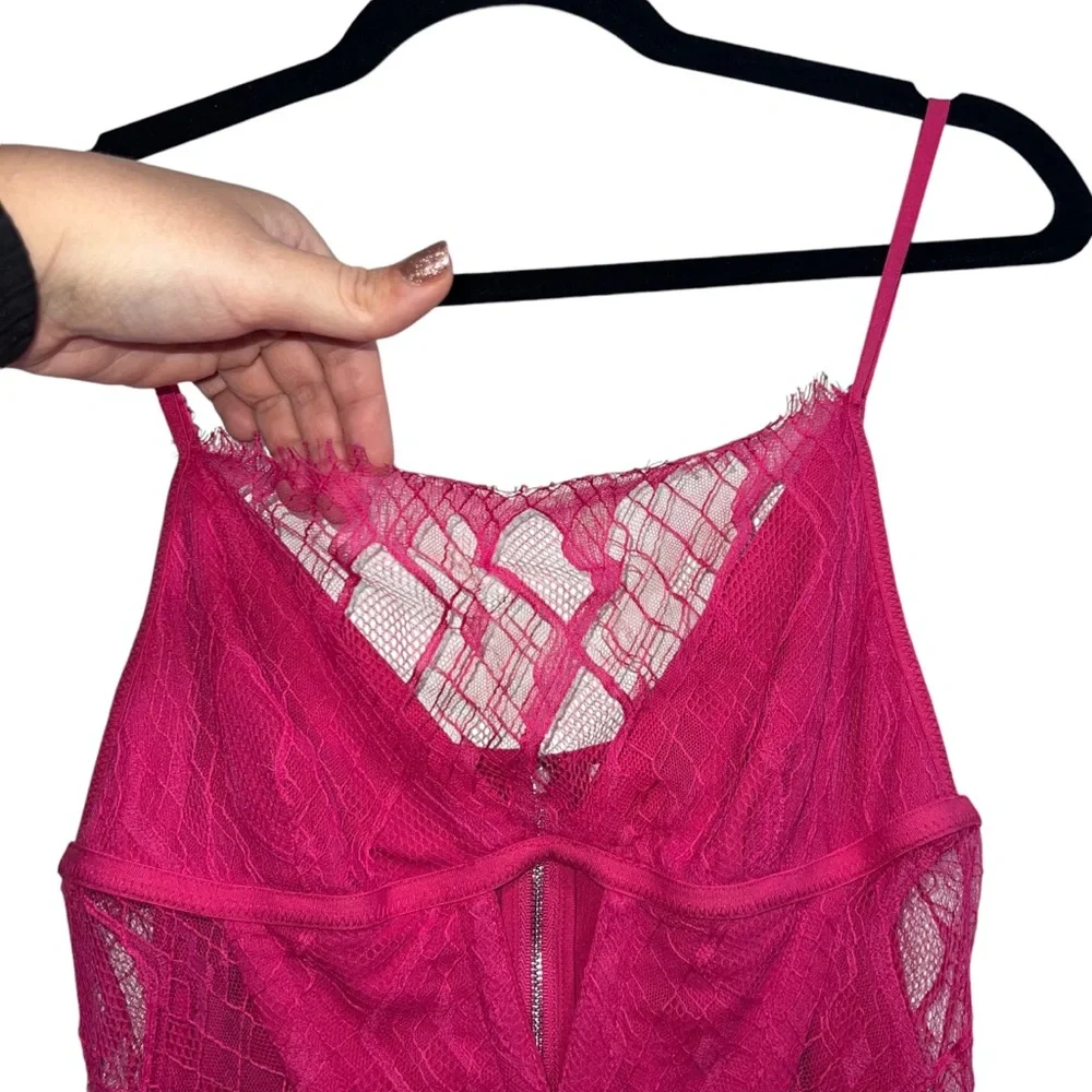 Dion Lee Oblique Lace Corset Dress In Candy Pink